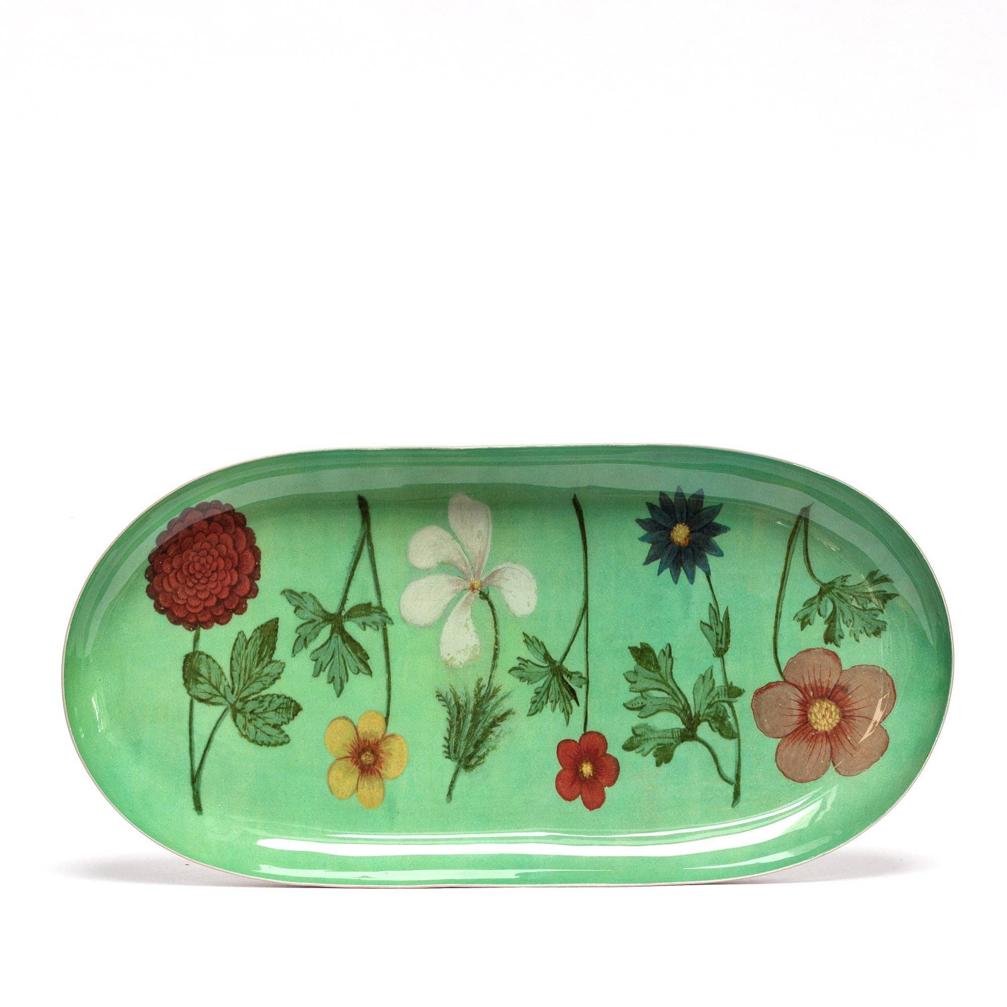 Oval Enamel Tray, Festival of Flowers