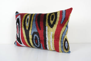 Ikat Colorful Pillow Cover - Handloom Silk Pastel Velvet