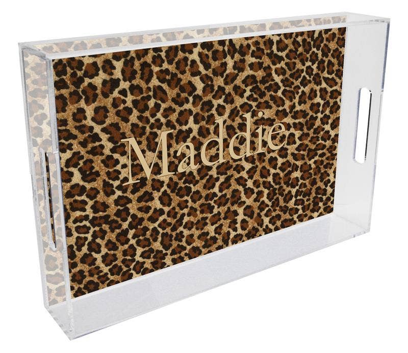 Leopard Lucite Tray, 11" x "17"