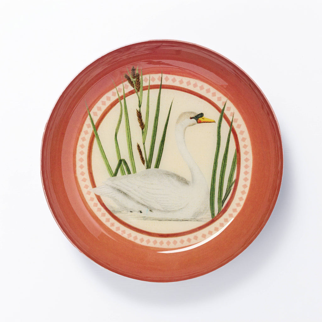 Round Enamel Tray, Swan