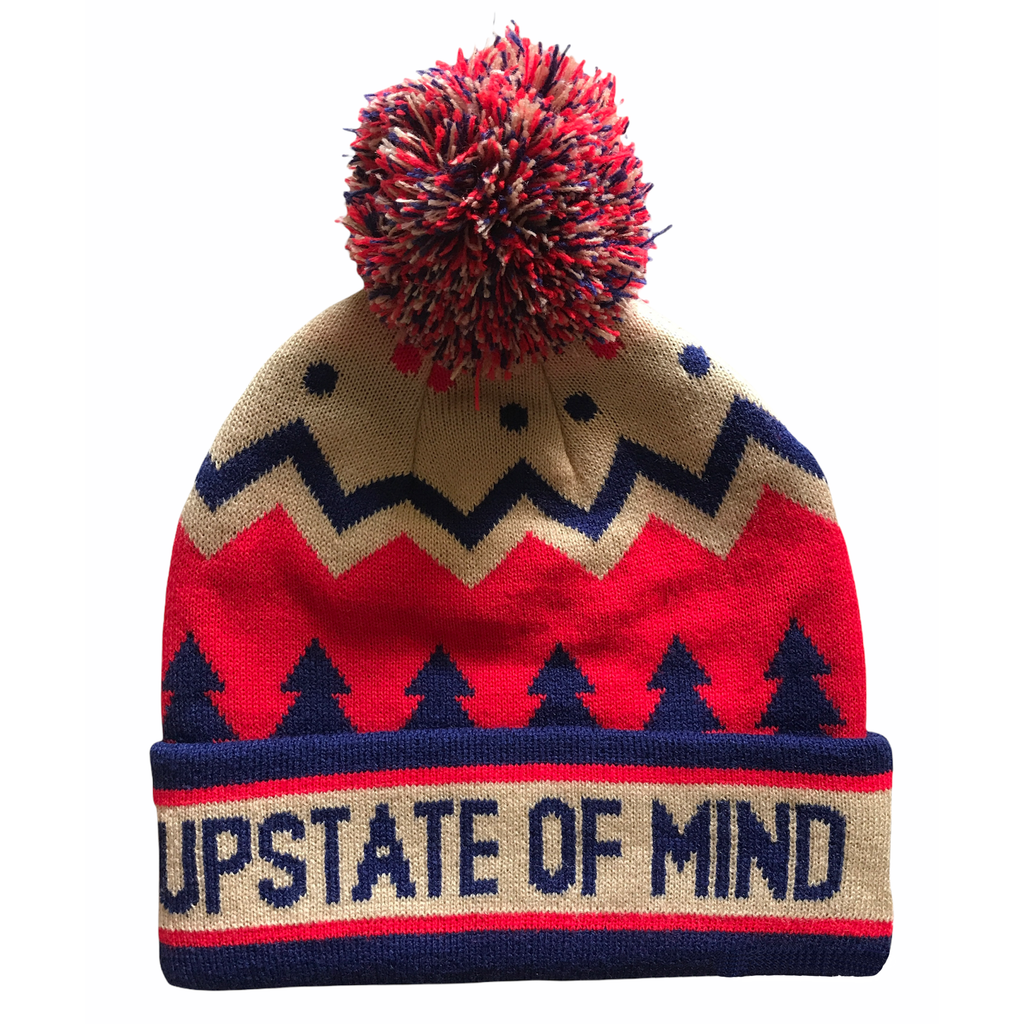 Upstate of Mind Pom Beanie - Navy / Red
