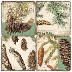Pinecone Botanical Marble Coaster
