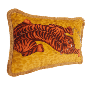 Tigris Luxury Velvet Bolster Cushion: Gold