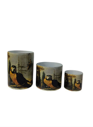 Glass Parrot Print Votive Holder, Small