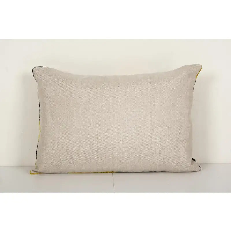 Hand Woven Velvet Ikat Lumbar Pillow Cover, Yellow Designer