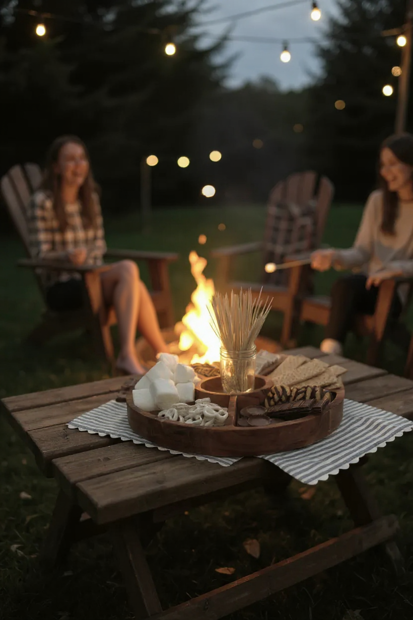 Large Divided Round Wood Tray