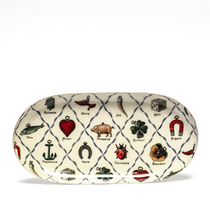 Oval Enamel Tray, Charms