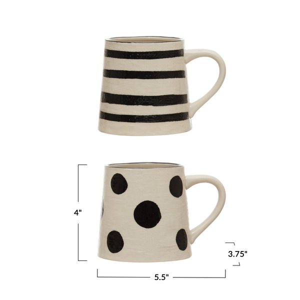 Hand-Painted Stoneware Mug — Stripes