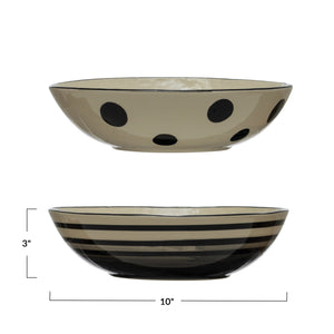 Hand-Painted Stoneware Serving Bowl