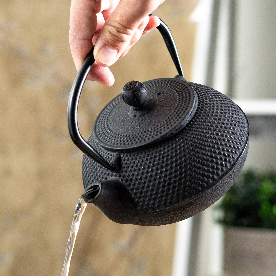 Black Hobnail Cast Iron Tea Pot
