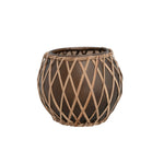 Woven Rattan & Glass Votive Holder, Brown & Natural