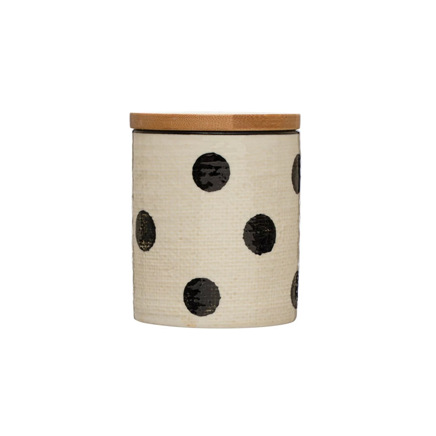 Hand-Painted Dots Stoneware Canister