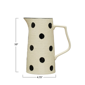 Hand-Painted Dots Stoneware Pitcher