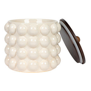 Stoneware Canister Raised Dots, Acacia Lid Large