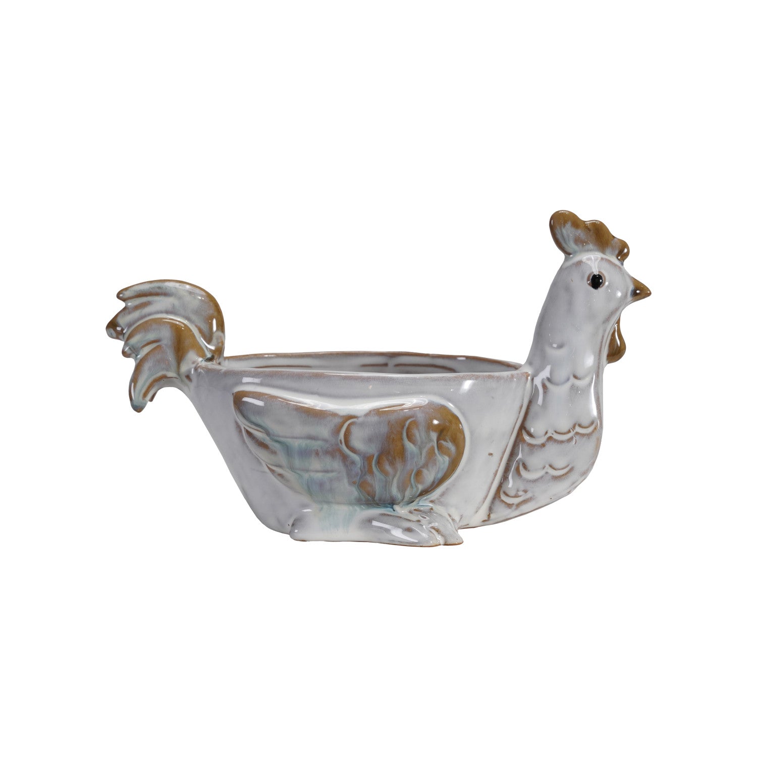Stoneware Chicken Shaped Sponge Holder/Soap Dish (Each Varies)