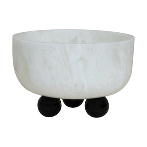 Marbled Resin Bowl w/ Ball Feet, White & Black (Each One Will Vary)