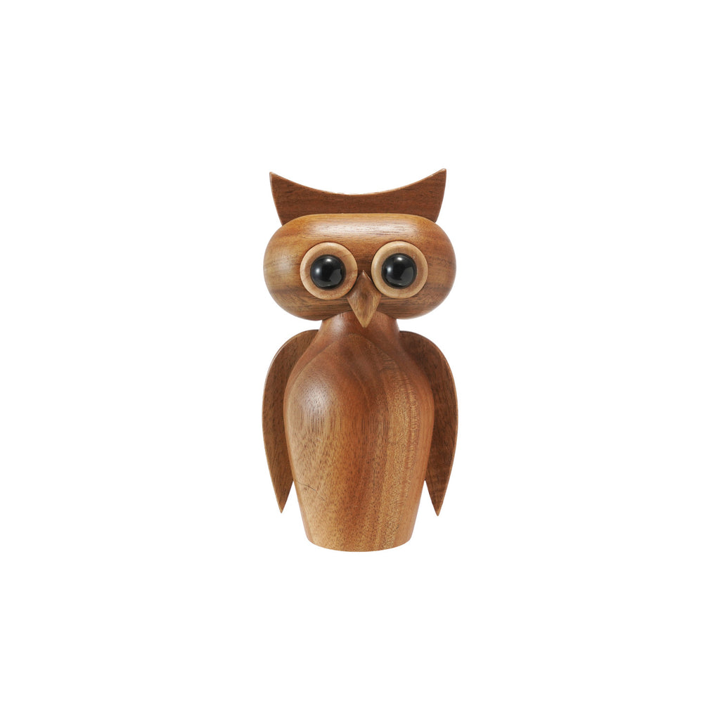 Acacia Wood Owl Shaped Salt/Pepper Mill, Natural & Black