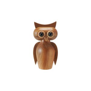 Acacia Wood Owl Shaped Salt/Pepper Mill, Natural & Black