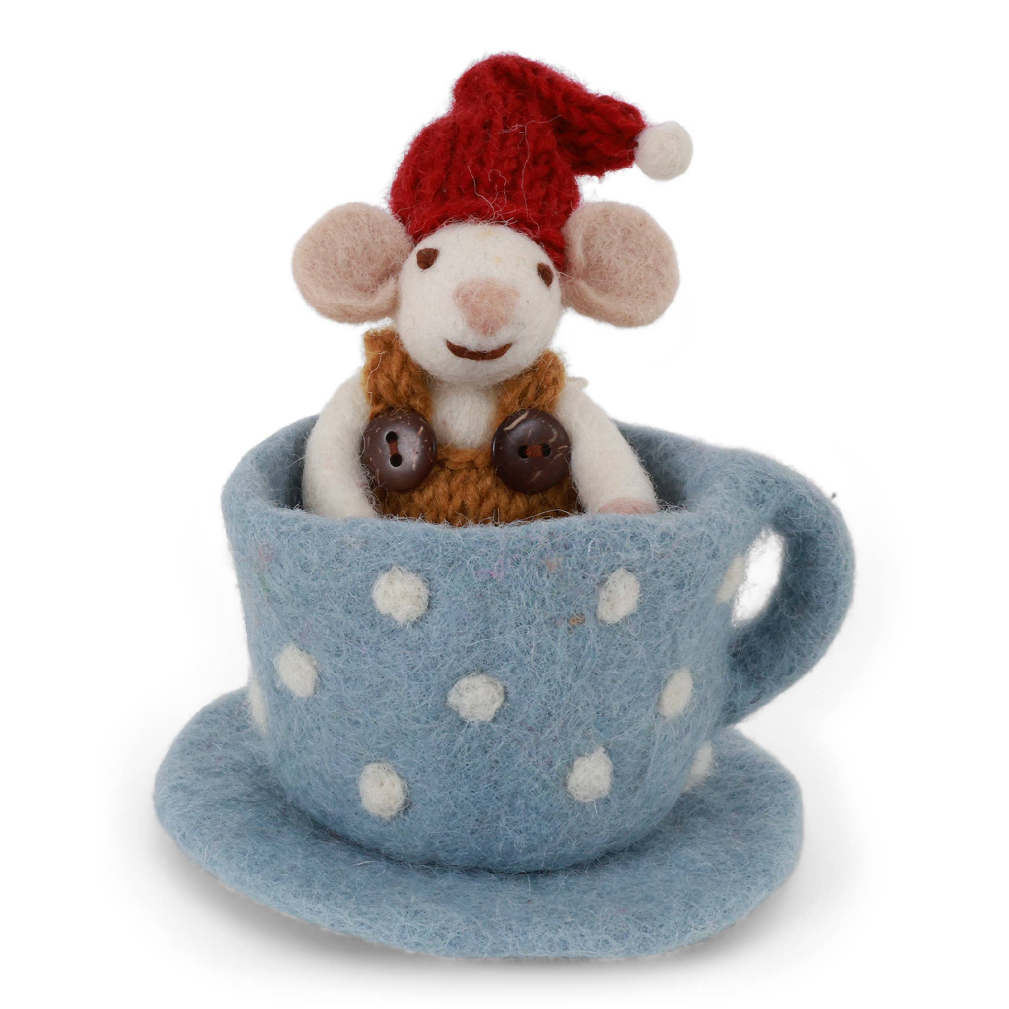 Mouse in Blue Coffee Cup