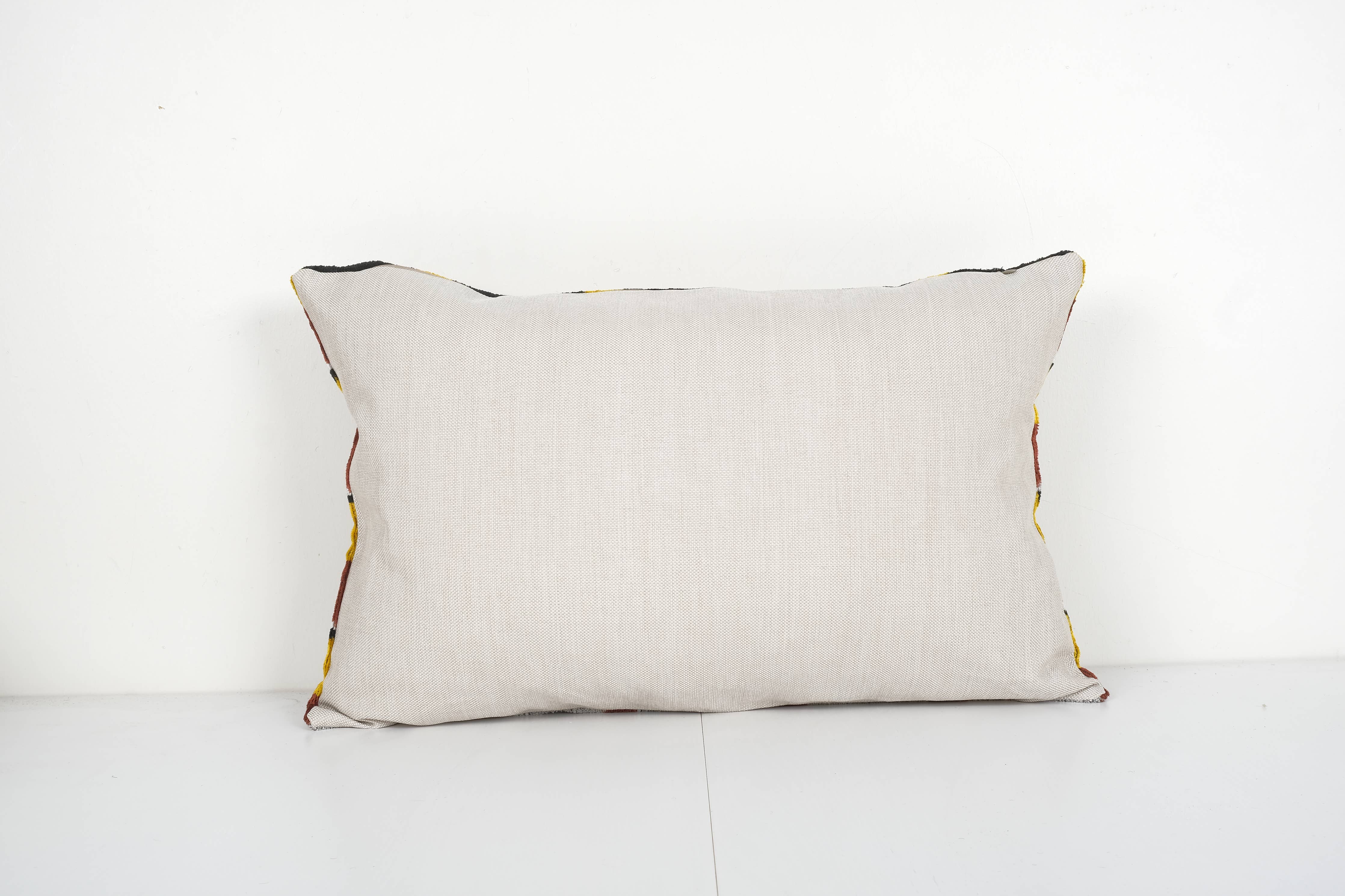 Colorful Ikat Velvet Pillow - Lumbar Silk Cushion Cover