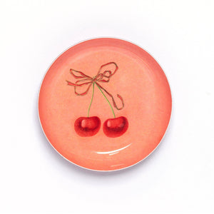 Round Enamel Tray, Cherries