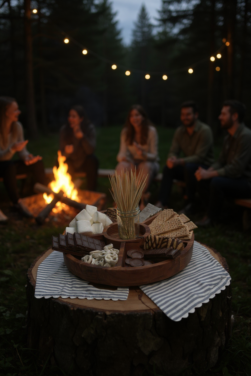 Large Divided Round Wood Tray