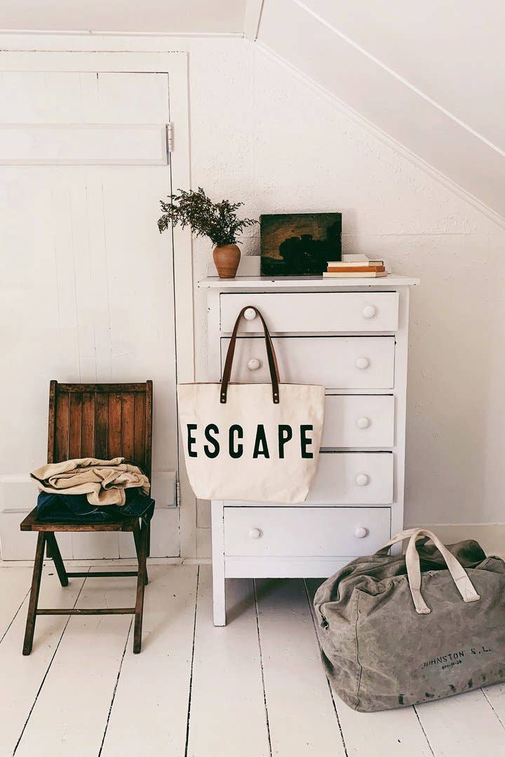 ESCAPE Canvas Tote Bag: Black