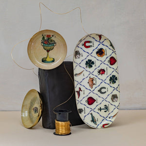 Oval Enamel Tray, Charms