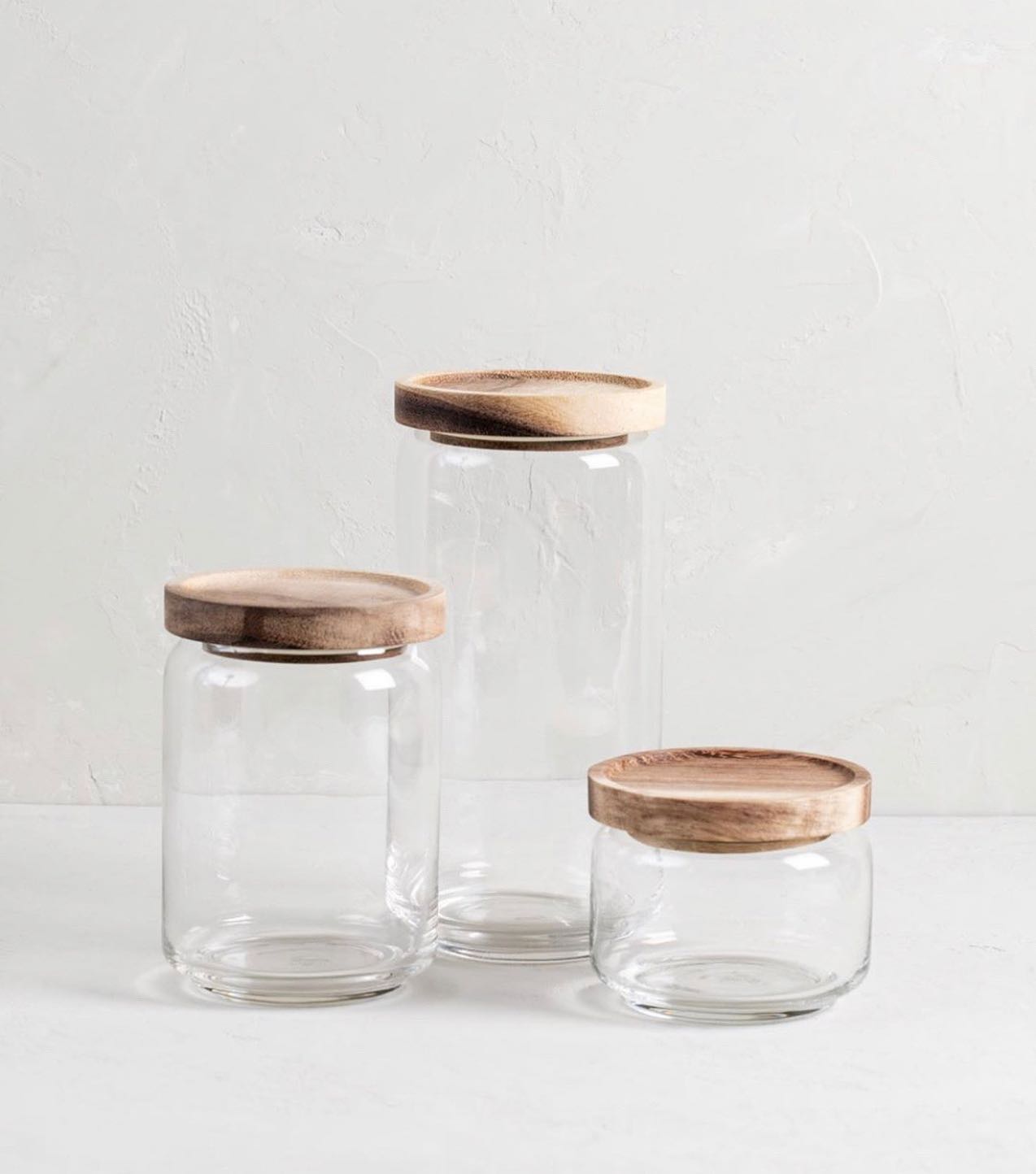 Glass Storage Jar, Acacia Lid