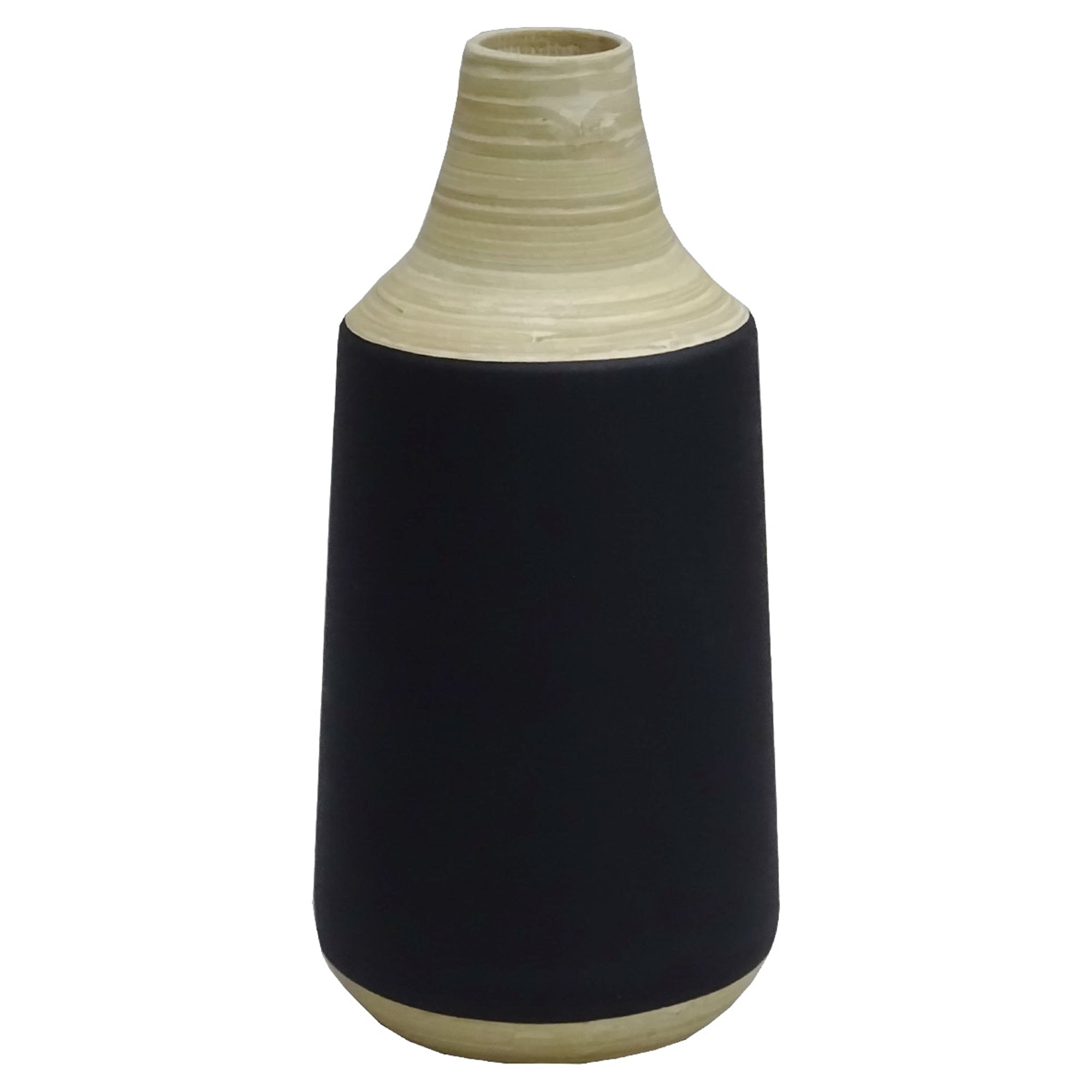 Pressed Matte Black Bamboo Vase, Large