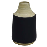 Pressed Matte Black Bamboo Vase, Medium