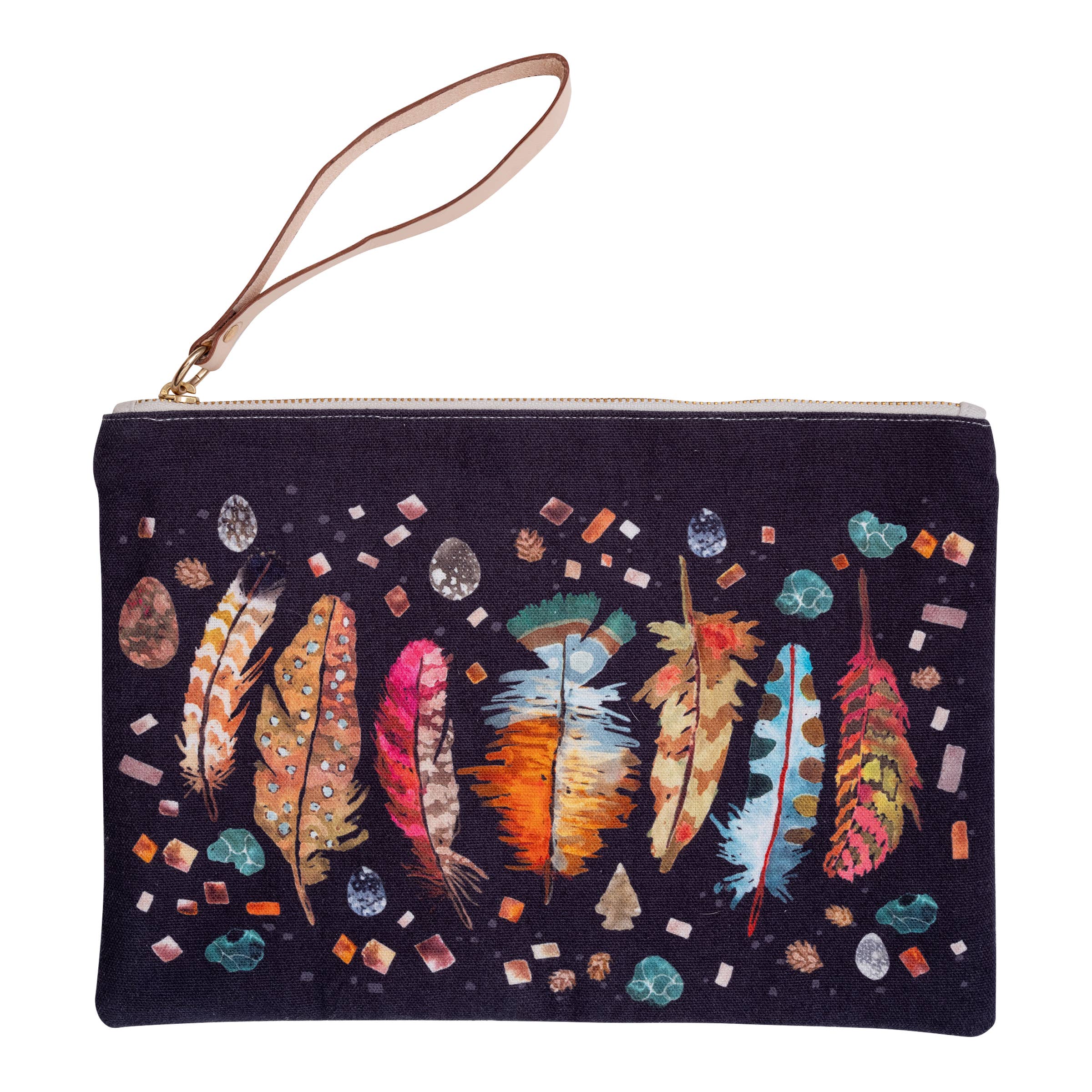 Feathers + Agate Pouch
