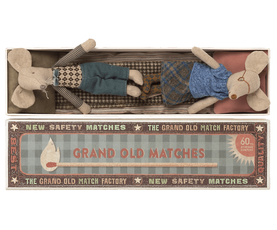 Grandma & Grandpa Mice In Matchbox