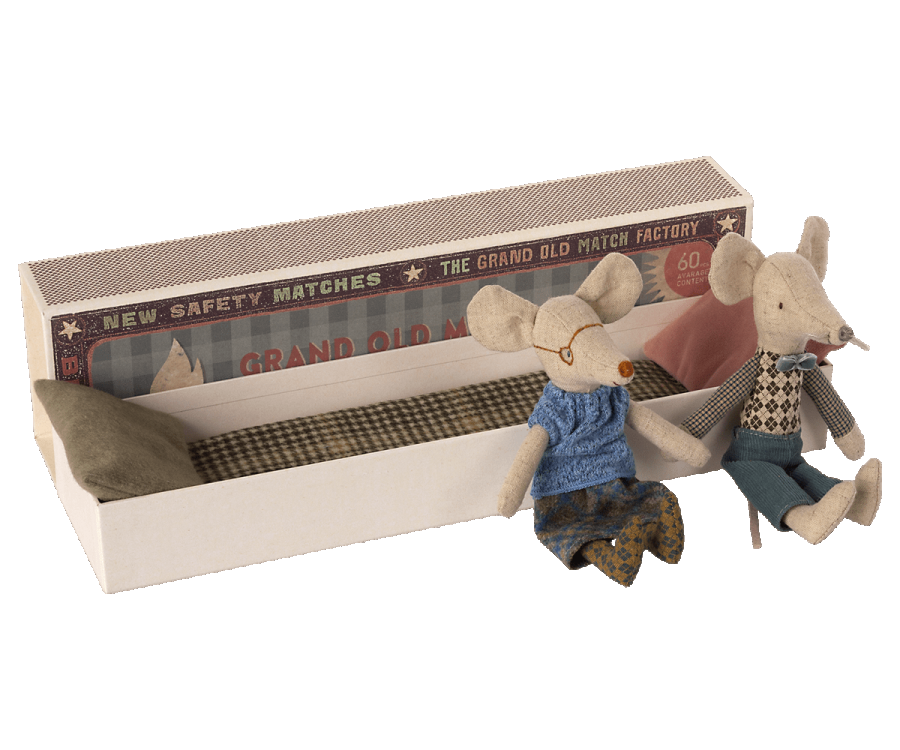 Grandma & Grandpa Mice In Matchbox