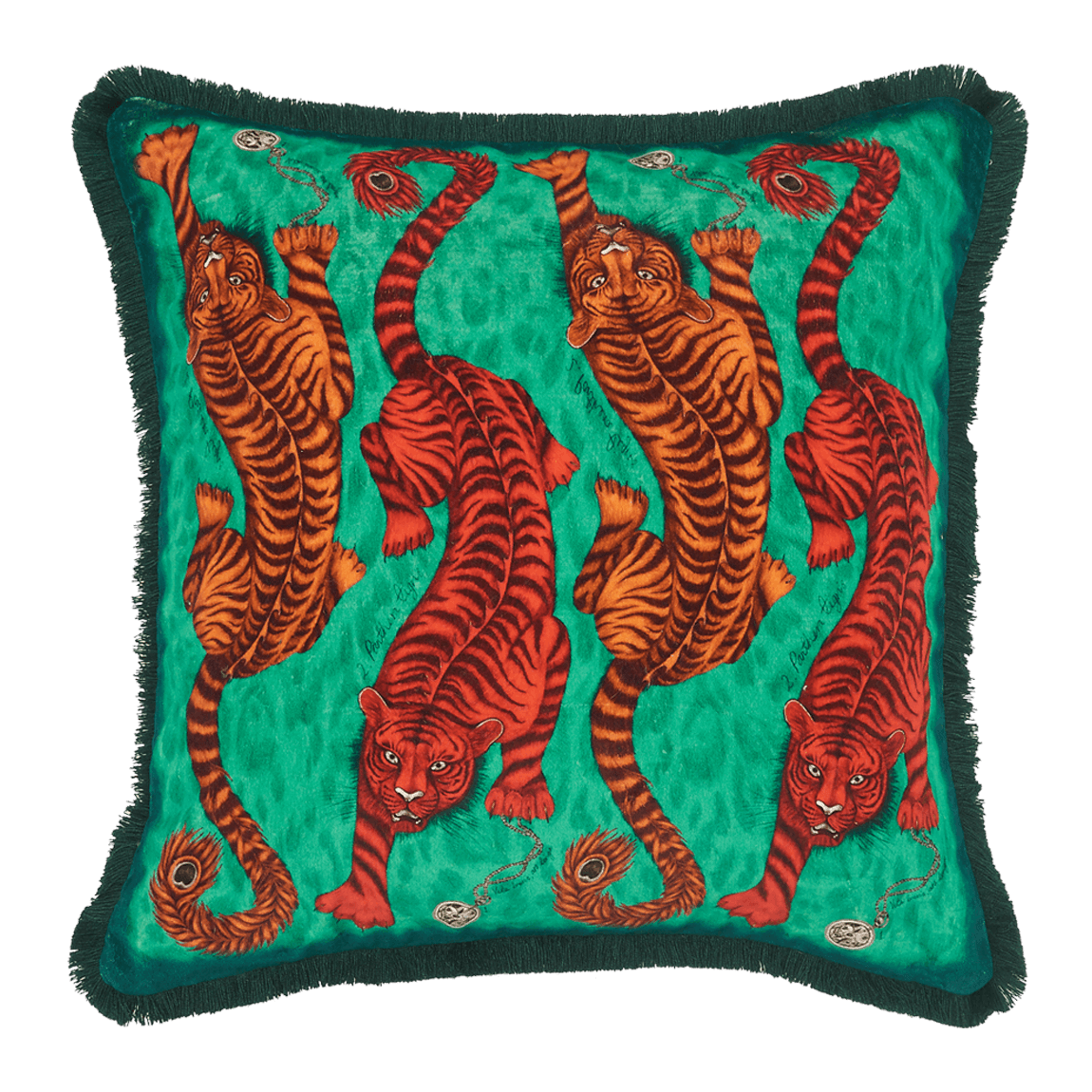 Tigris Luxury Velvet Cushion: Teal