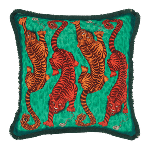 Tigris Luxury Velvet Cushion: Teal