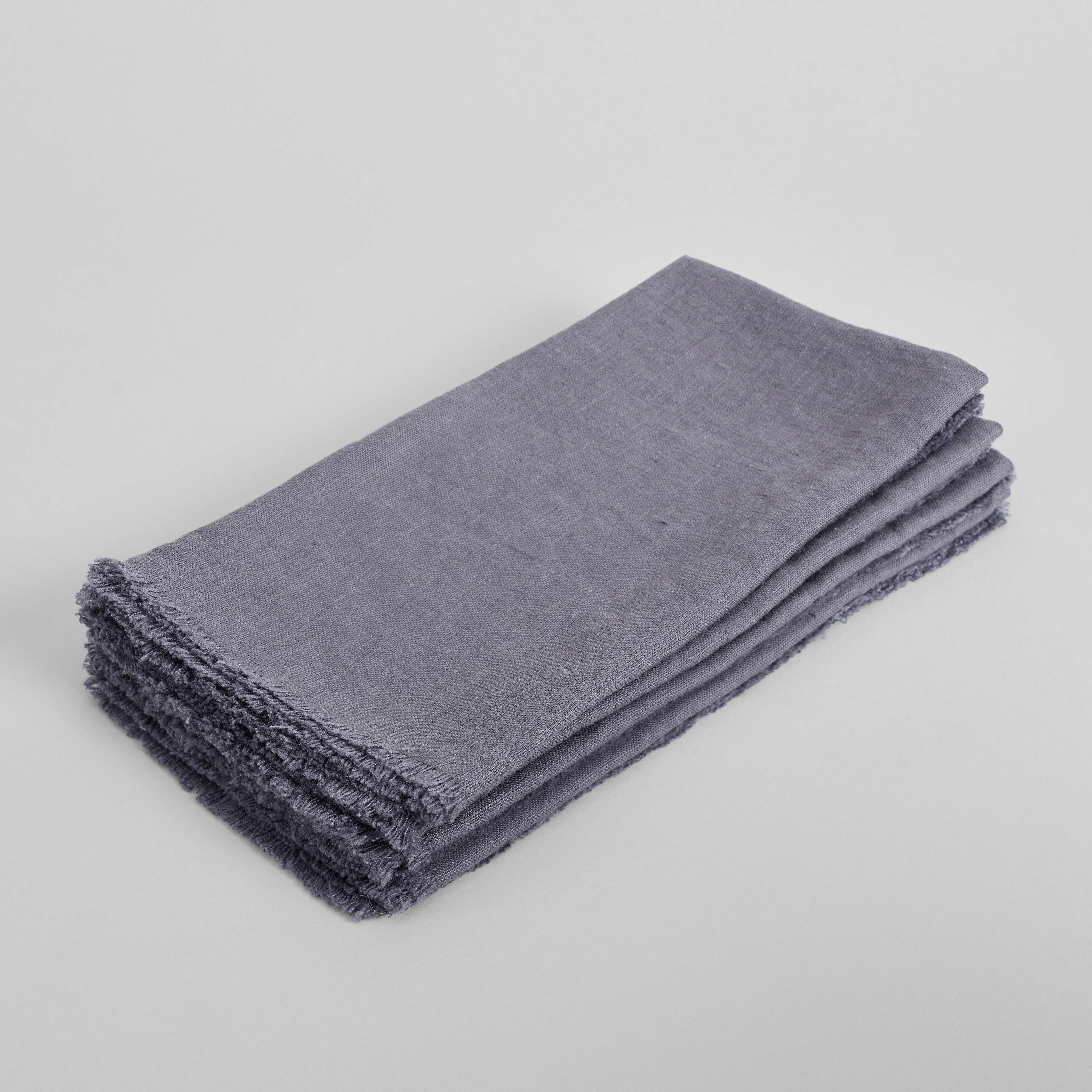 Fringed Linen Napkin: Dark Grey