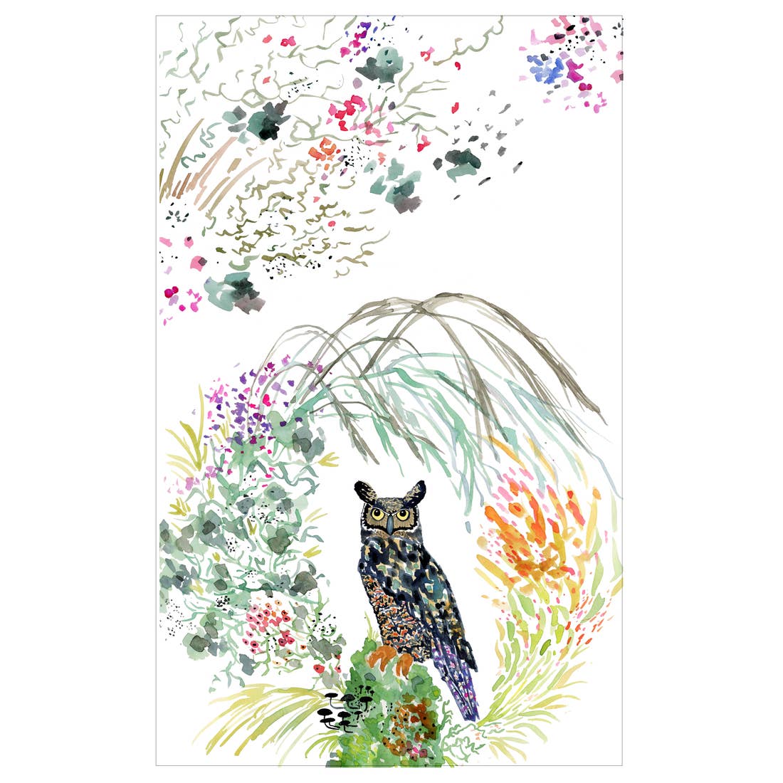 Great Horned Owl Tea Towel