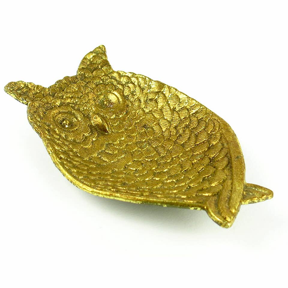 Pewter Owl Jewelry Tray, Gold