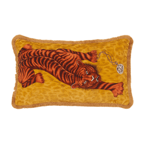 Tigris Luxury Velvet Bolster Cushion: Gold