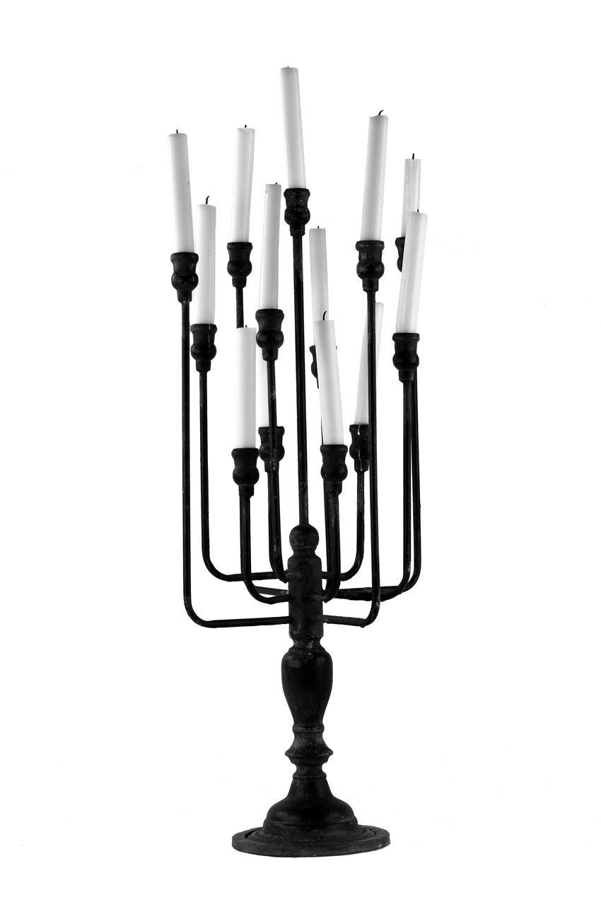 Rustic Black Iron Candleabra