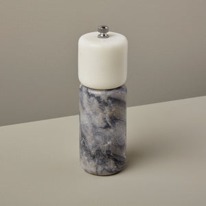 White + Grey Marble Salt Mill