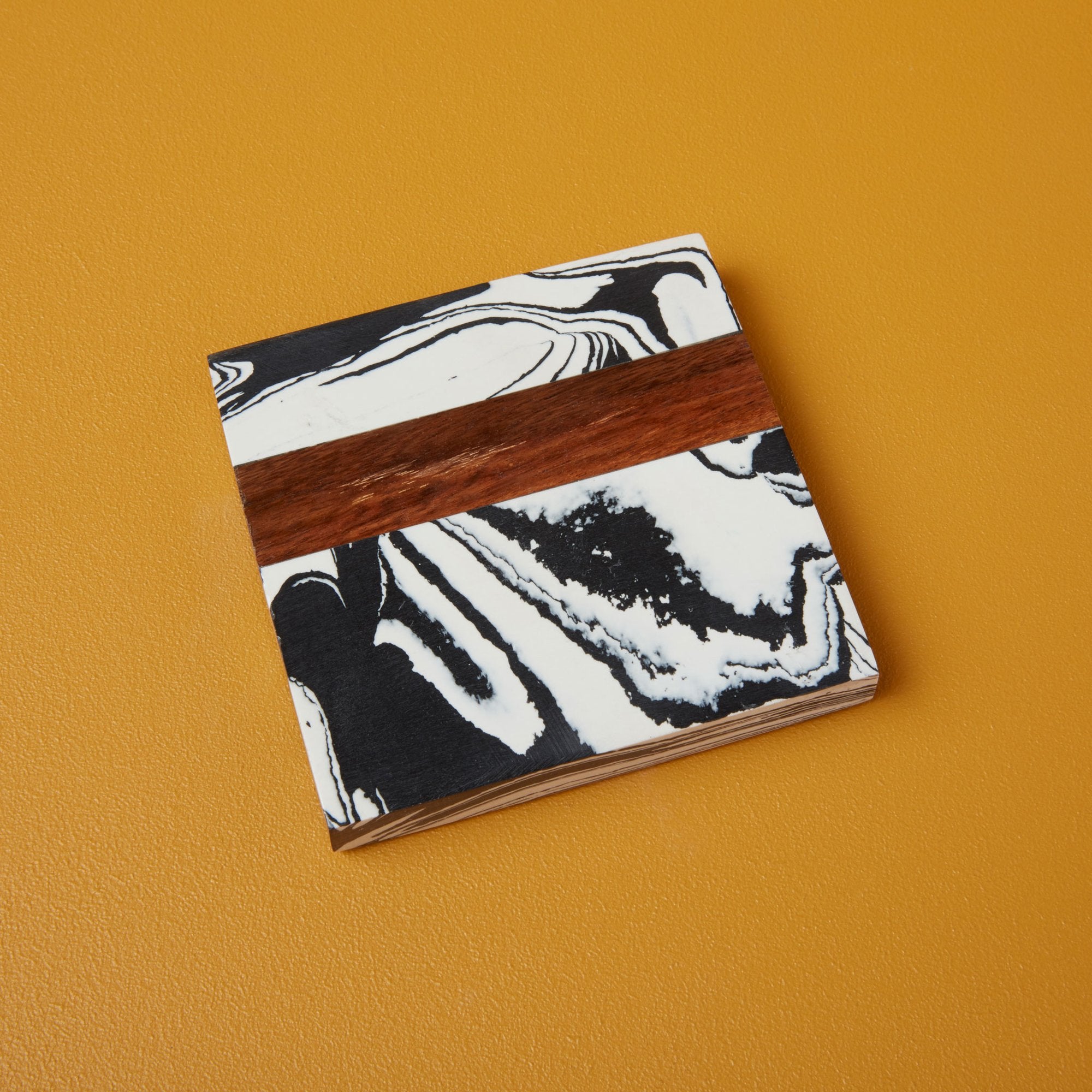 Zebra Marble + Wood Coaster