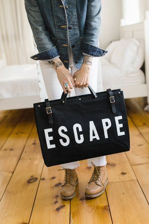 Escape Canvas Utility Bag, Black Shoulder Strap