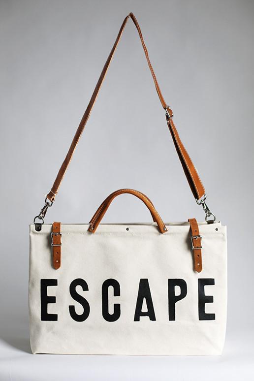 Escape Canvas Utility Bag, Beige Shoulder Strap