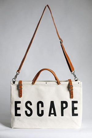 Escape Canvas Utility Bag, Beige Shoulder Strap