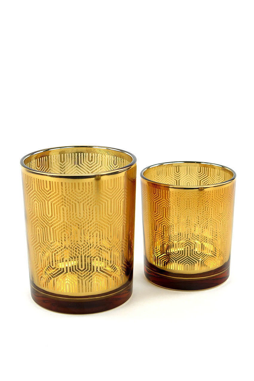 Metallic Gold Glass Candleholder