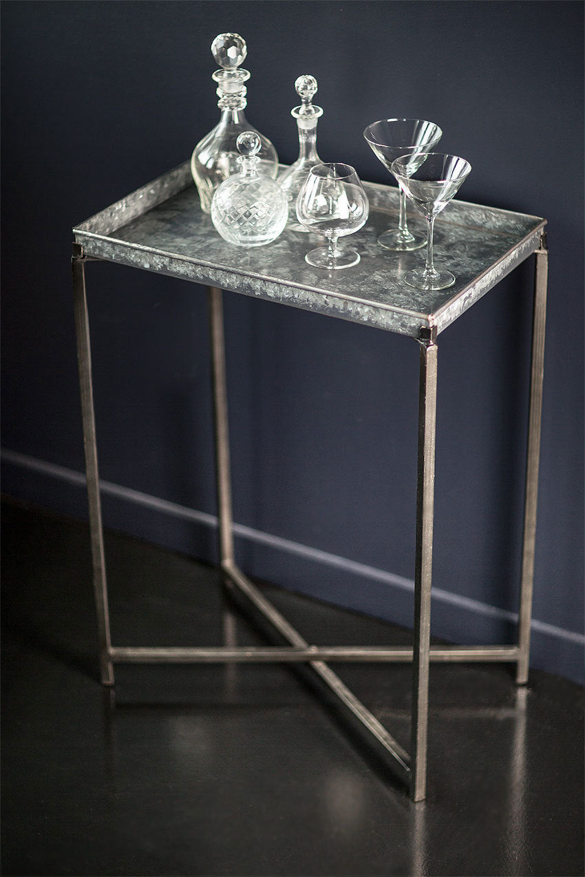 Galvanized Metal Tray Table