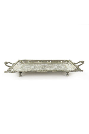 Vintage Rectangular Moroccan Tray, Silver