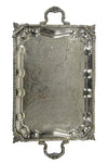 Vintage Rectangular Moroccan Tray, Silver